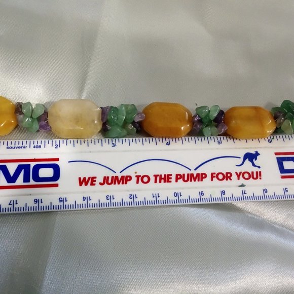 Hand Crafted Green Aventurine Bracelet with Amethyst Yellow Peach - Picture 3 of 6